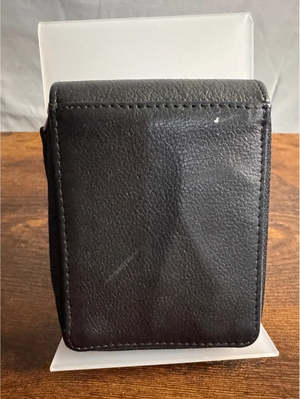 RFID Protection Genuine Leather Men's Black Bifold Wallet ID Window